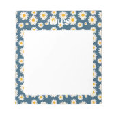Charmante Navy en White Daisy Pattern Notitieblok (Voorkant)