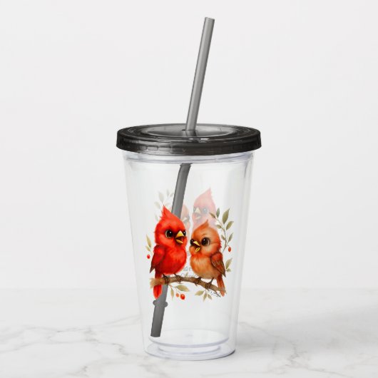 Charmante Noordelijke Kardinaal Acryl Drinkbeker (Achterkant)