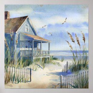 Charmante Old Art Beach Cottage Poster