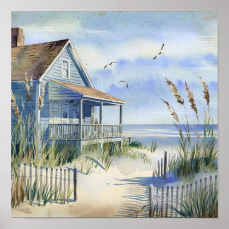 Charmante Old Art Beach Cottage Poster