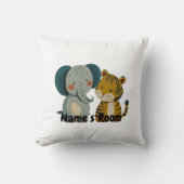 Charmante Olifant en Tiger Pals Kinder kamer Kussen (Voorkant)