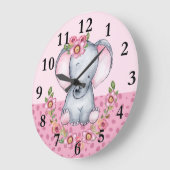 Charmante Olifant Roze Bloemendier Animal Print   Grote Klok (Hoek)