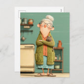 Charmante oma en haar kat feestdagenkaart (Voorkant / Achterkant)