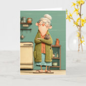 Charmante oma en haar kat kaart (Gele Bloem)