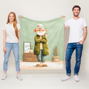 Charmante opa en zijn kat fleece deken