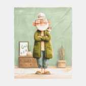 Charmante opa en zijn kat fleece deken (Voorkant)