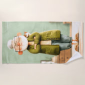 Charmante opa en zijn kat strandlaken (Voorkant)