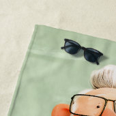 Charmante opa en zijn kat strandlaken (In situ)