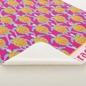 Charmante Oranje Roze Zee Schildpad Art Sherpa Deken (3/4)