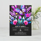 Charmante Paarse bewerkbare vlinder Verjaardag Kaart (Staand voorkant)