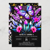 Charmante Paarse bewerkbare vlinder Verjaardag Kaart (Voorkant / Achterkant)