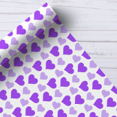 Charmante Paarse harten op wit inpakpapier