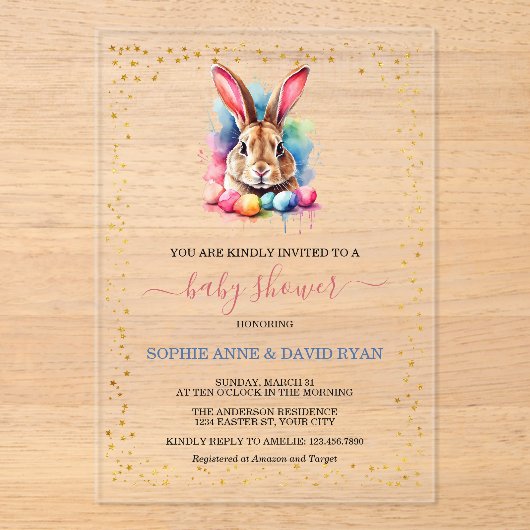 Charmante Paaseieren Easter Baby Shower Acryl Uitnodigingen (Voorkant)