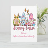 Charmante paaskabouters met bloemen feestdagenkaart (Staand voorkant)