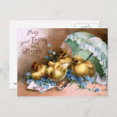 Charmante paaskuikens feestdagenkaart (Voorkant / Achterkant)