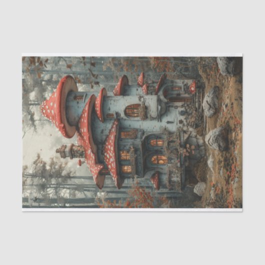 Charmante paddenstoel Tower House met dek Tissuepapier (Voorkant)