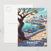 Charmante Paros Griekenland haven scène Aankondigingskaart (Voorkant / Achterkant)