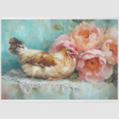 Charmante Pasen Rustieke Kippenpioenen Decoupage Tissuepapier (Voorkant)