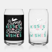 Charmante Pasen Typografie Bunny Pasen Blikvorm Glas (Achterkant)
