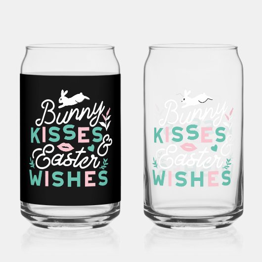 Charmante Pasen Typografie Bunny Pasen Blikvorm Glas (Achterkant)