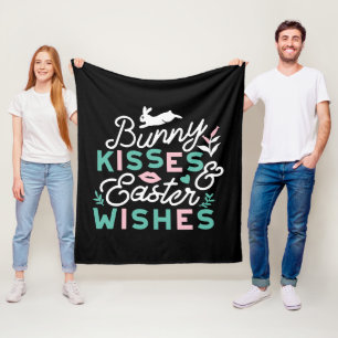 Charmante Pasen Typografie Bunny Pasen Fleece Deken