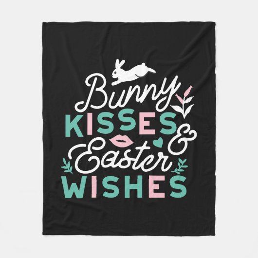 Charmante Pasen Typografie Bunny Pasen Fleece Deken (Voorkant)