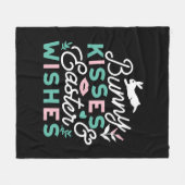 Charmante Pasen Typografie Bunny Pasen Fleece Deken (Voorkant (Horizontaal))
