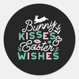 Charmante Pasen Typografie Bunny Pasen Ronde Sticker