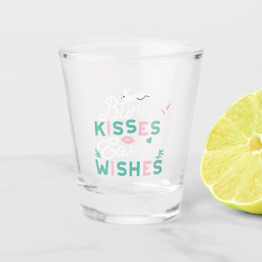 Charmante Pasen Typografie Bunny Pasen Shot Glas (Voorkant)