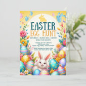 Charmante pastel easter egg hunt uitnodiging (Staand voorkant)