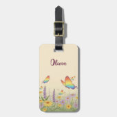 Charmante pastelvlinderweide bagagelabel (Voorkant verticaal)