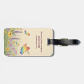 Charmante pastelvlinderweide bagagelabel (Achterkant horizontaal)