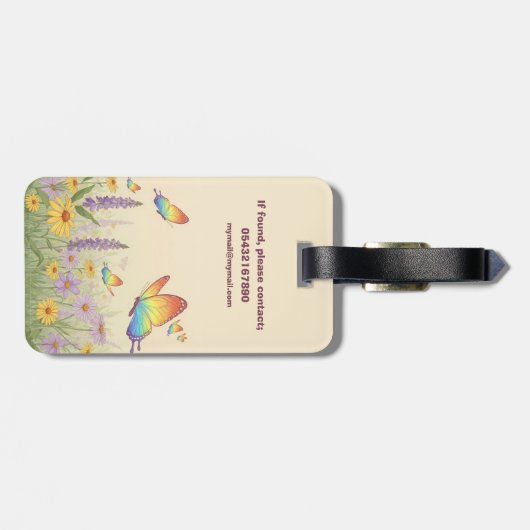 Charmante pastelvlinderweide bagagelabel (Achterkant horizontaal)