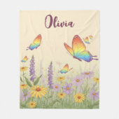 Charmante pastelvlinderweide fleece deken (Voorkant)