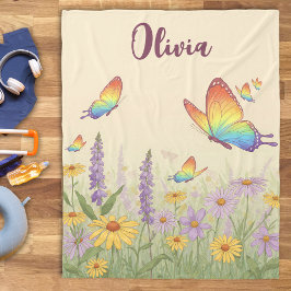 Charmante pastelvlinderweide fleece deken