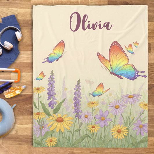 Charmante pastelvlinderweide fleece deken