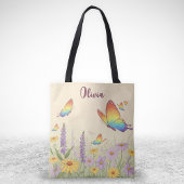 Charmante pastelvlinderweide tote bag