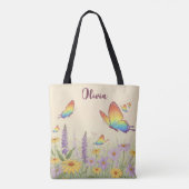 Charmante pastelvlinderweide tote bag (Achterkant)
