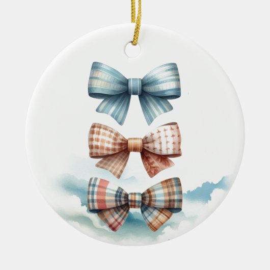 Charmante Patroon Bow Stack Keramisch Ornament (Voorkant)