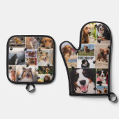Charmante Pawprints Pet Photo Collage Sjabloon Ovenwant & Pannenlap Set (Voorkant)