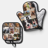 Charmante Pawprints Pet Photo Collage Sjabloon Ovenwant & Pannenlap Set (Voorkant / Achterkant)