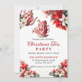 Charmante Pepermunt Christmas Cups Tea Party Feestdagenkaart (Voorkant)