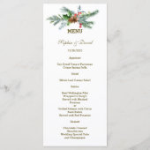 Charmante Pine Cone Berry Kerstmis Bruiloft Menu (Achterkant)
