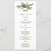 Charmante Pine Cone Berry Kerstmis Bruiloft Menu (Voorkant)