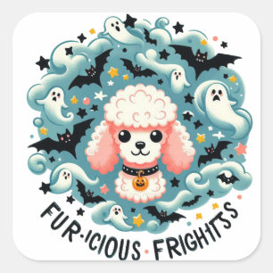 Charmante Poedel Frights: Bont-ocious Fun in a Hau Vierkante Sticker