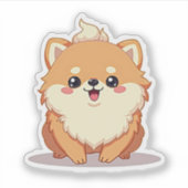 Charmante Pommerse, Bubble Kawaii Delight, Klein Sticker (Voorkant)