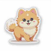 Charmante Pommerse, grillige Kawaii flair, klein Sticker (Voorkant)