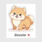 Charmante Pommerse, Schattige Kawaii-expressie, Sticker (Vel)