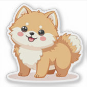 Charmante Pommerse, Schattige Kawaii-expressie, Sticker (Voorkant)