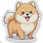 Charmante Pommerse, speelse Kawaii Render, klein Sticker (Voorkant)